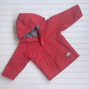 MISTY HARBOR VGUC Classic Gender Neutral Plaid Lined Hooded Rain Coat